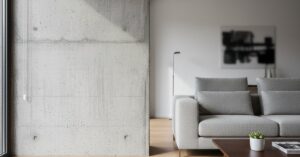 Nowoczesne aranżacje salonu z betonem architektonicznym 2026: Inspiracje